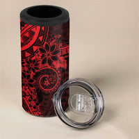 Red Polynesian Pattern With Plumeria Flowers 4 in 1 Can Cooler Tumbler LT05 - Polynesian Pride