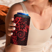 Red Polynesian Pattern With Plumeria Flowers 4 in 1 Can Cooler Tumbler LT05 - Polynesian Pride