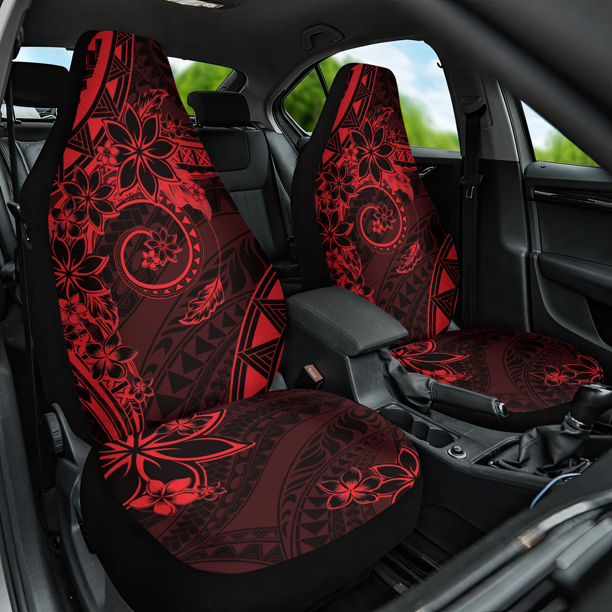 Polynesian Sunset Plumeria Car Seat Cover Red Polynesian Tattoo LT05 One Size Red - Polynesian Pride