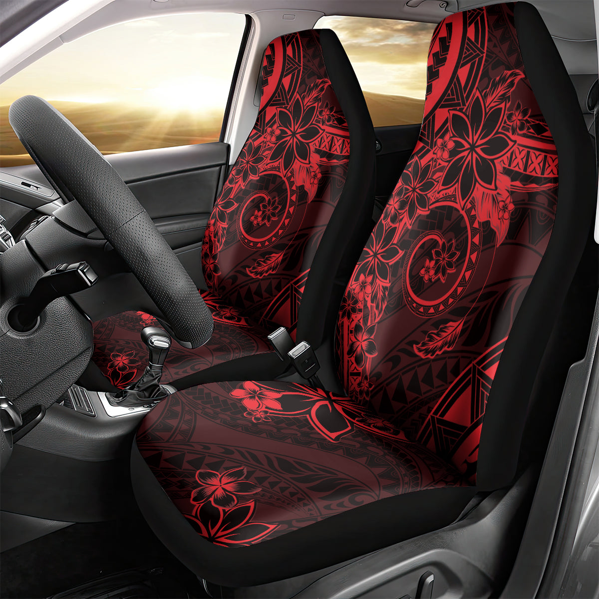 Polynesian Sunset Plumeria Car Seat Cover Red Polynesian Tattoo LT05 - Polynesian Pride