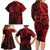 Polynesian Sunset Plumeria Family Matching Long Sleeve Bodycon Dress and Hawaiian Shirt Red Polynesian Tattoo