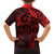 Polynesian Sunset Plumeria Family Matching Off The Shoulder Long Sleeve Dress and Hawaiian Shirt Red Polynesian Tattoo