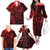 Polynesian Sunset Plumeria Family Matching Off The Shoulder Long Sleeve Dress and Hawaiian Shirt Red Polynesian Tattoo