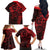 Polynesian Sunset Plumeria Family Matching Off The Shoulder Long Sleeve Dress and Hawaiian Shirt Red Polynesian Tattoo