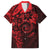 Polynesian Sunset Plumeria Family Matching Off The Shoulder Long Sleeve Dress and Hawaiian Shirt Red Polynesian Tattoo