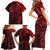 Polynesian Sunset Plumeria Family Matching Short Sleeve Bodycon Dress and Hawaiian Shirt Red Polynesian Tattoo