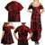 Polynesian Sunset Plumeria Family Matching Summer Maxi Dress and Hawaiian Shirt Red Polynesian Tattoo