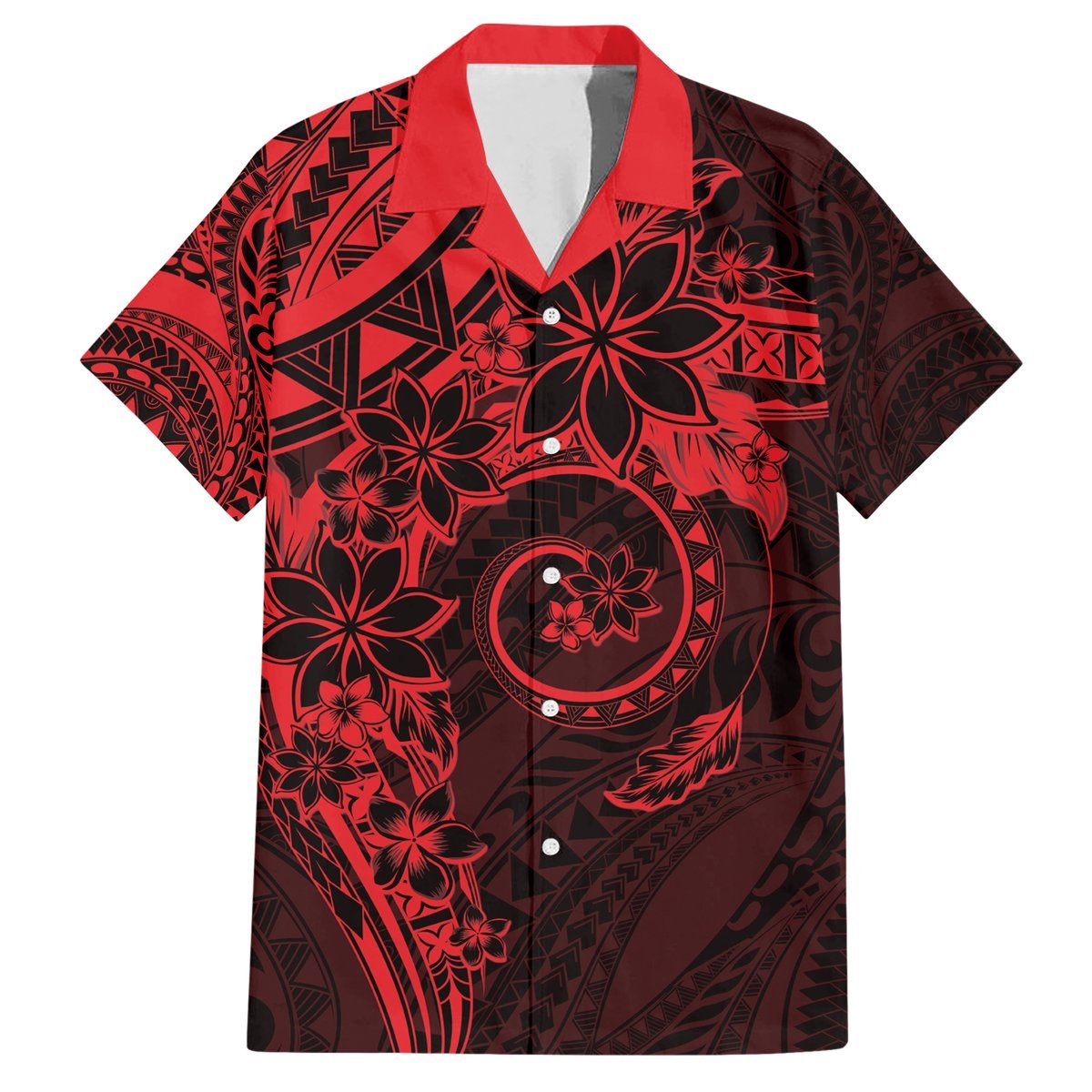 Polynesian Sunset Plumeria Hawaiian Shirt Red Polynesian Tattoo LT05 Red - Polynesian Pride