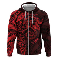 Polynesian Sunset Plumeria Hoodie Red Polynesian Tattoo LT05 Zip Hoodie Red - Polynesian Pride