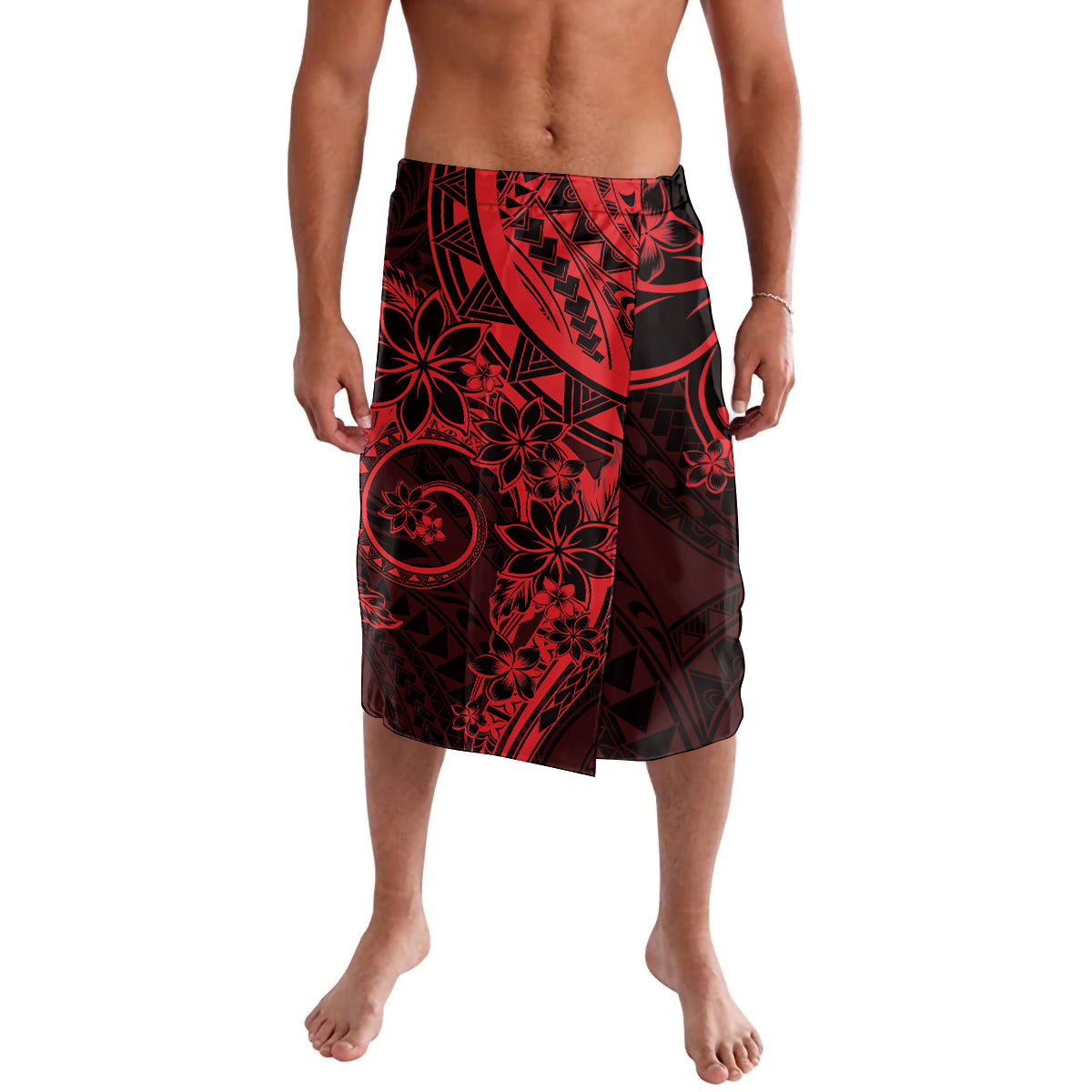 Polynesian Sunset Plumeria Lavalava Red Polynesian Tattoo LT05 Red - Polynesian Pride