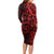 Polynesian Sunset Plumeria Long Sleeve Bodycon Dress Red Polynesian Tattoo