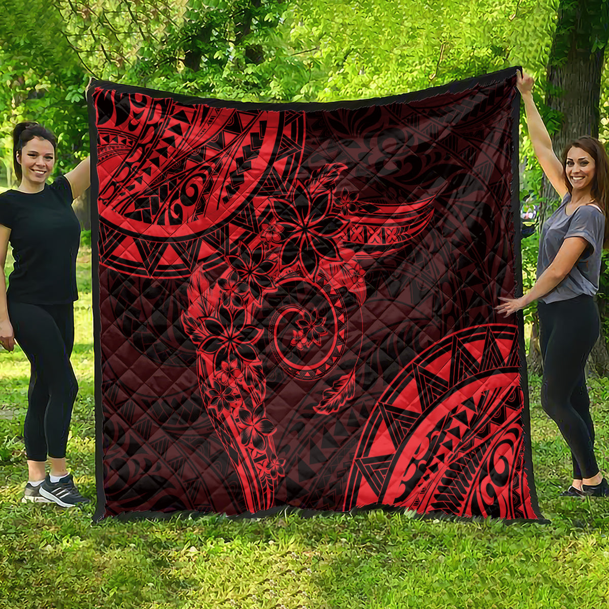 Polynesian Sunset Plumeria Quilt Red Polynesian Tattoo LT05 - Polynesian Pride