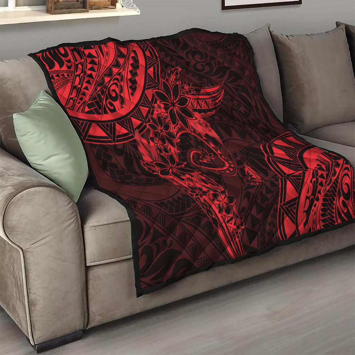 Polynesian Sunset Plumeria Quilt Red Polynesian Tattoo LT05 - Polynesian Pride