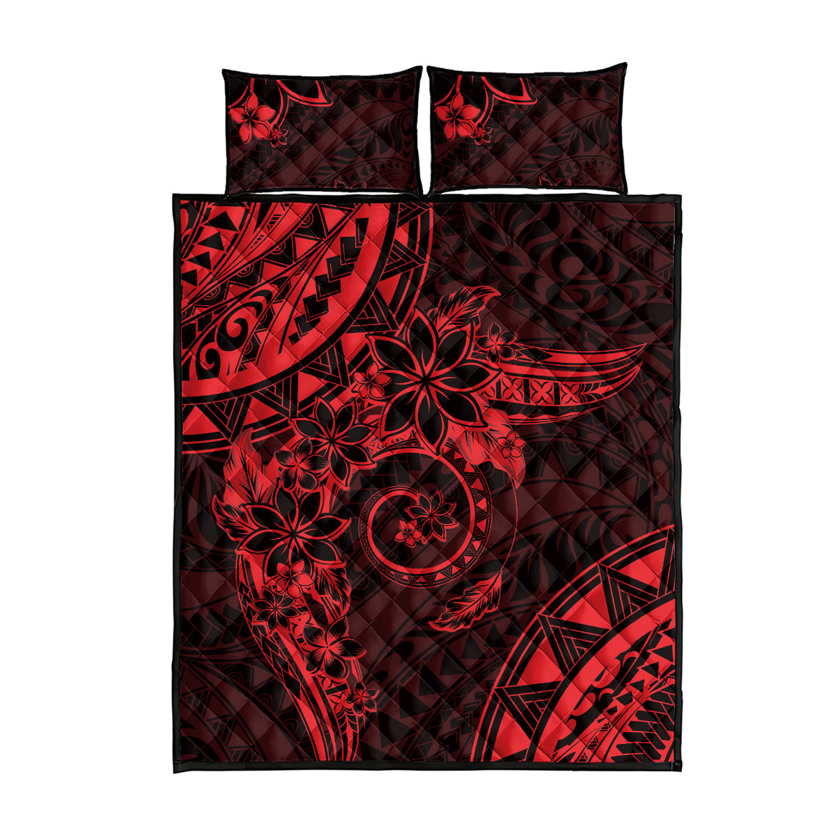 Polynesian Sunset Plumeria Quilt Bed Set Red Polynesian Tattoo LT05 - Polynesian Pride