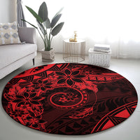 Polynesian Sunset Plumeria Round Carpet Red Polynesian Tattoo LT05 - Polynesian Pride