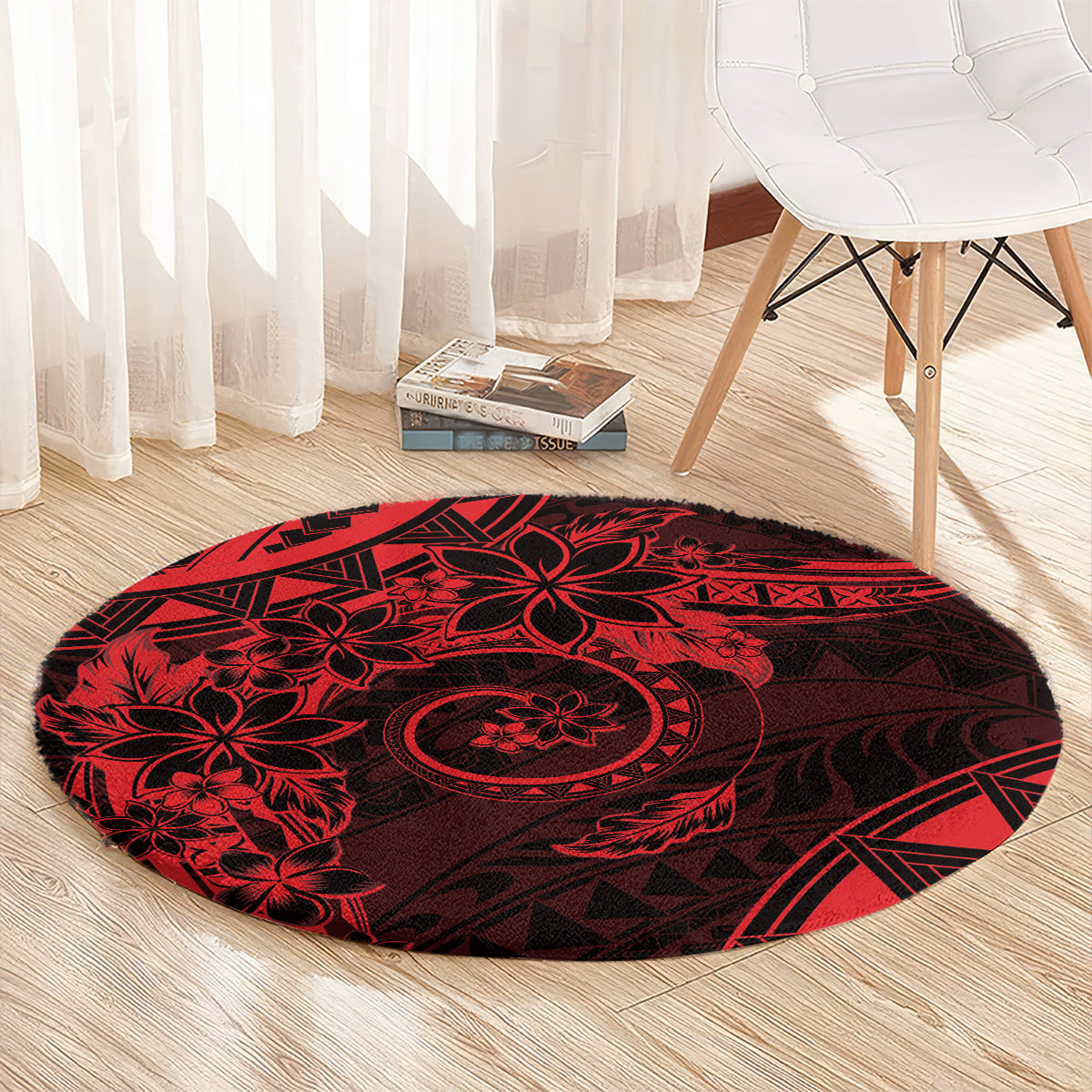 Polynesian Sunset Plumeria Round Carpet Red Polynesian Tattoo LT05 - Polynesian Pride