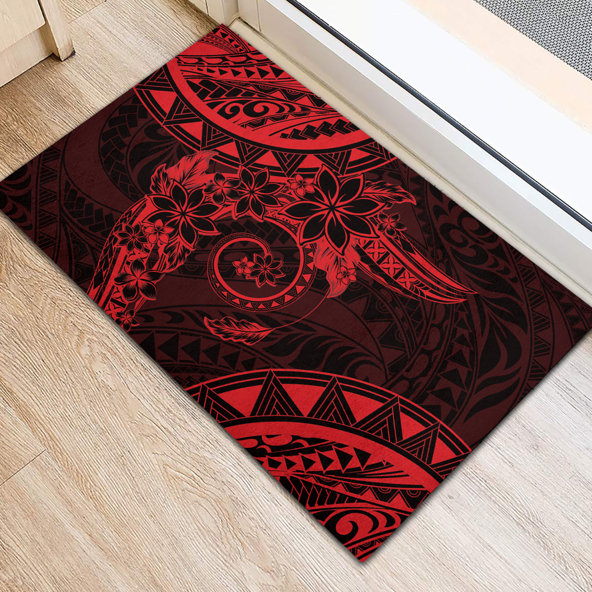 Polynesian Sunset Plumeria Rubber Doormat Red Polynesian Tattoo LT05 - Polynesian Pride