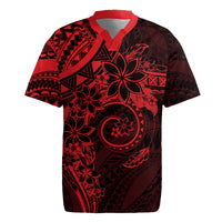 Polynesian Sunset Plumeria Rugby Jersey Red Polynesian Tattoo LT05 Red - Polynesian Pride