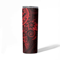 Red Polynesian Pattern With Plumeria Flowers Skinny Tumbler LT05 - Polynesian Pride