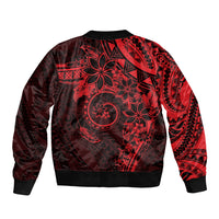 Polynesian Sunset Plumeria Sleeve Zip Bomber Jacket Red Polynesian Tattoo LT05 - Polynesian Pride