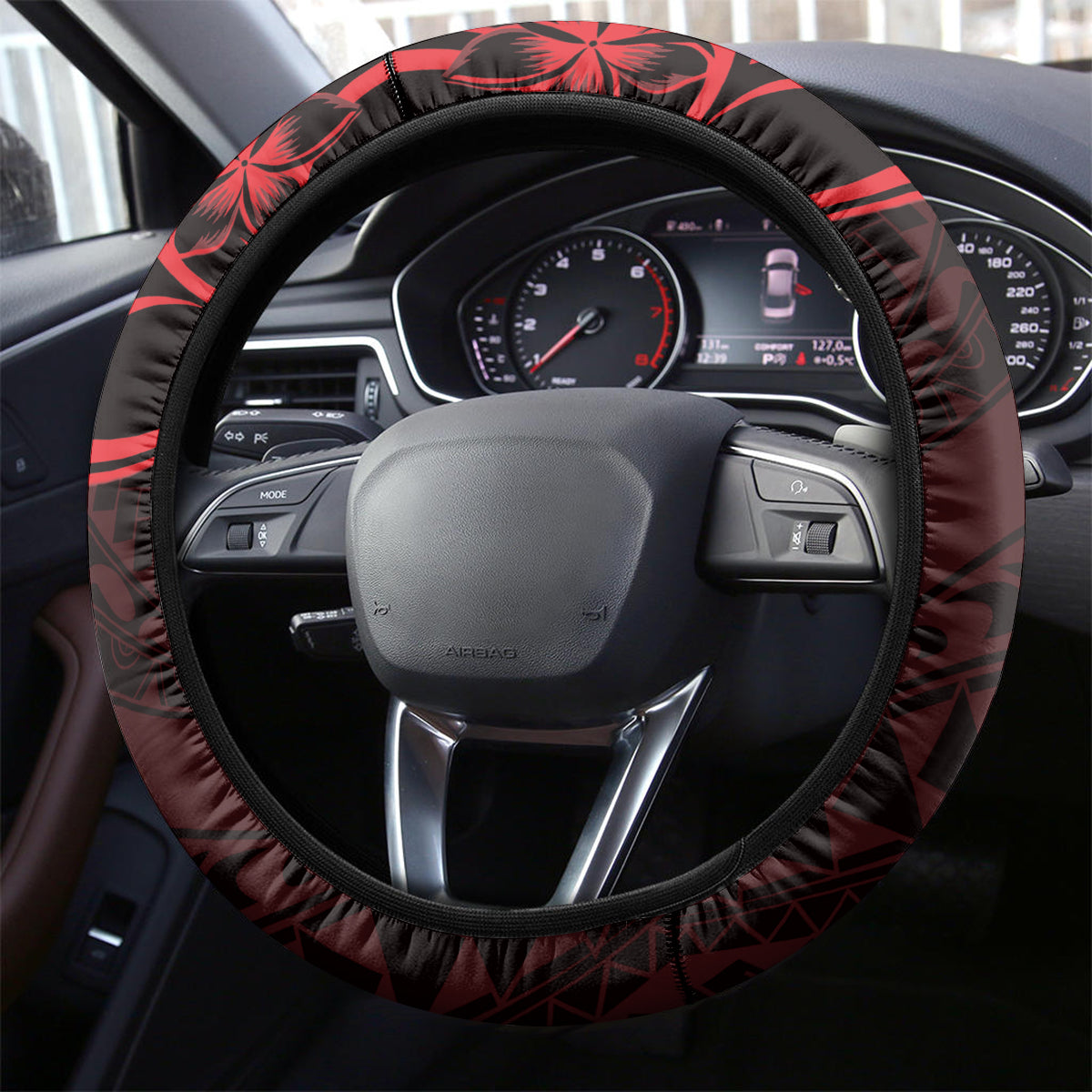 Polynesian Sunset Plumeria Steering Wheel Cover Red Polynesian Tattoo LT05 - Polynesian Pride