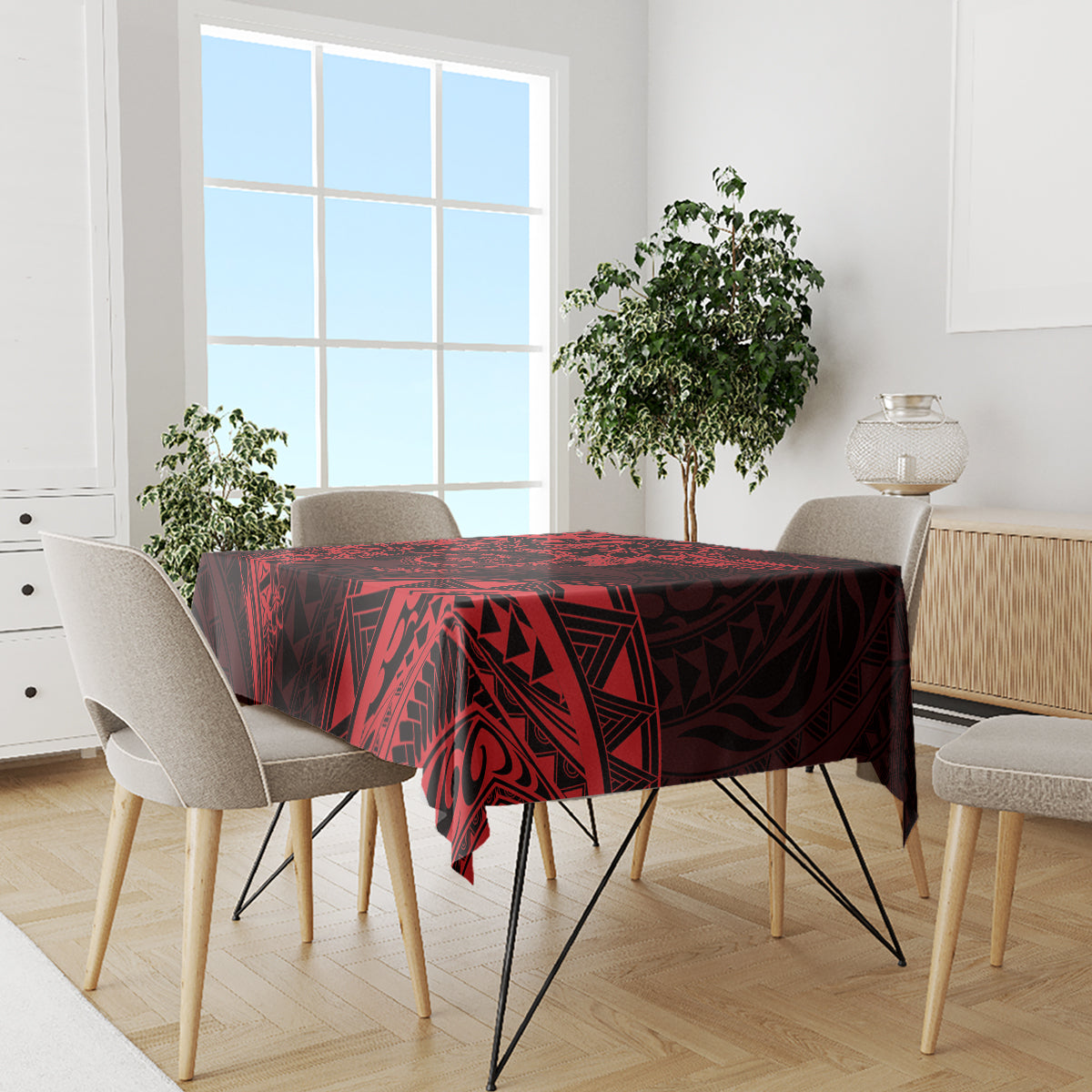 Polynesian Sunset Plumeria Tablecloth Red Polynesian Tattoo LT05 - Polynesian Pride