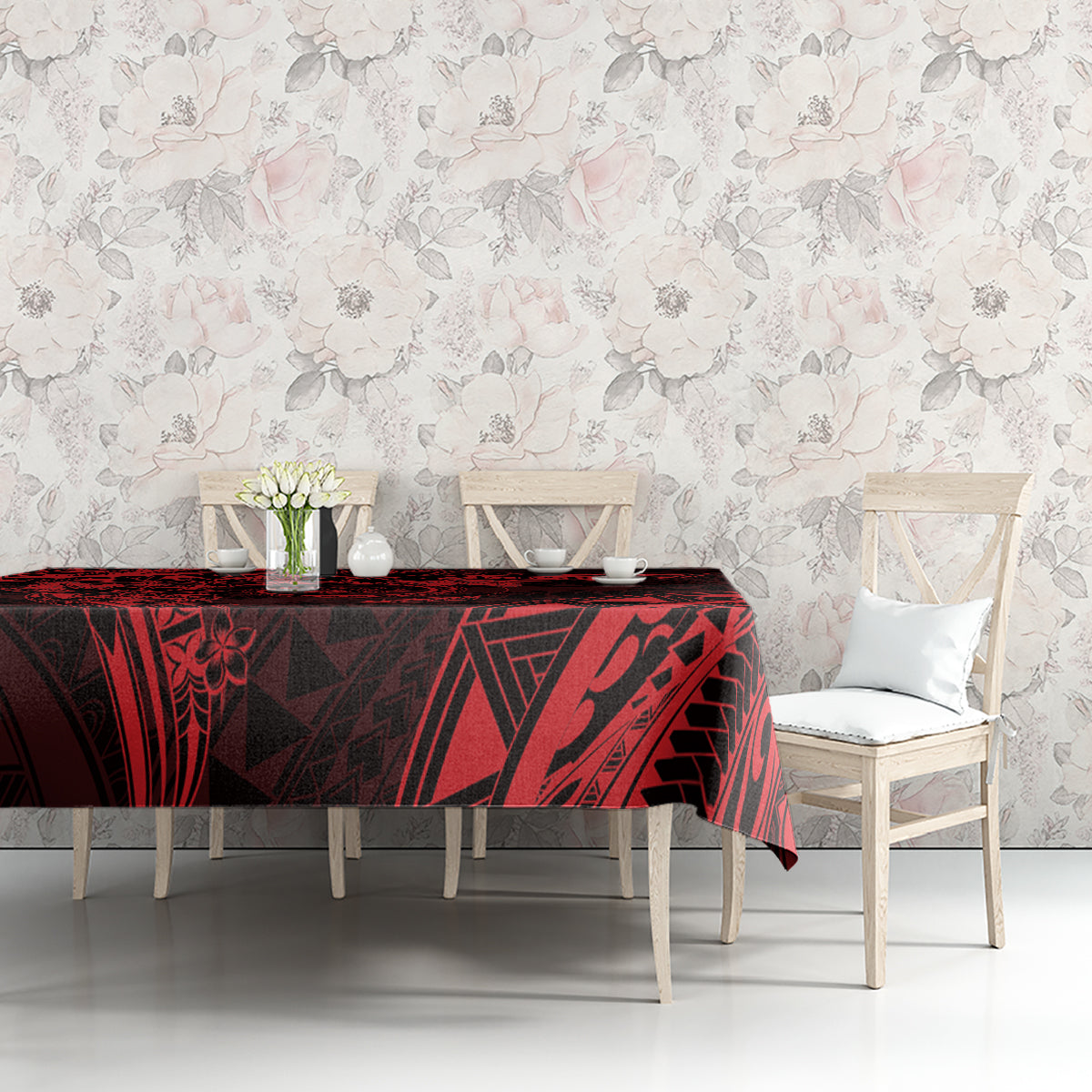 Polynesian Sunset Plumeria Tablecloth Red Polynesian Tattoo LT05 - Polynesian Pride