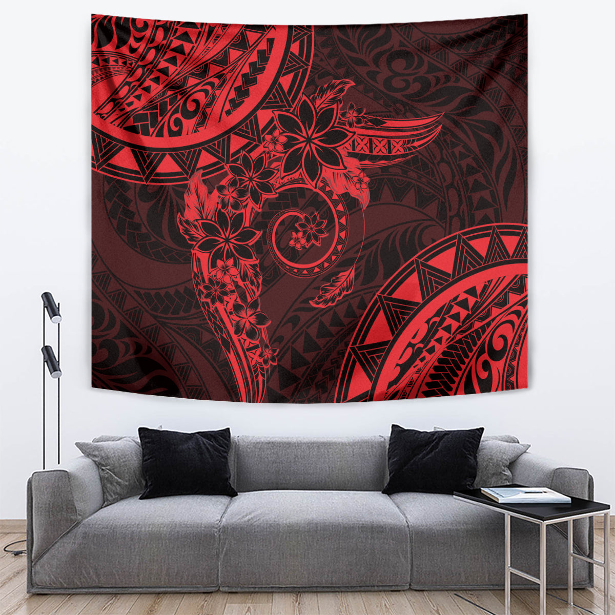Polynesian Sunset Plumeria Tapestry Red Polynesian Tattoo LT05 Red - Polynesian Pride