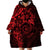 Polynesian Sunset Plumeria Wearable Blanket Hoodie Red Polynesian Tattoo