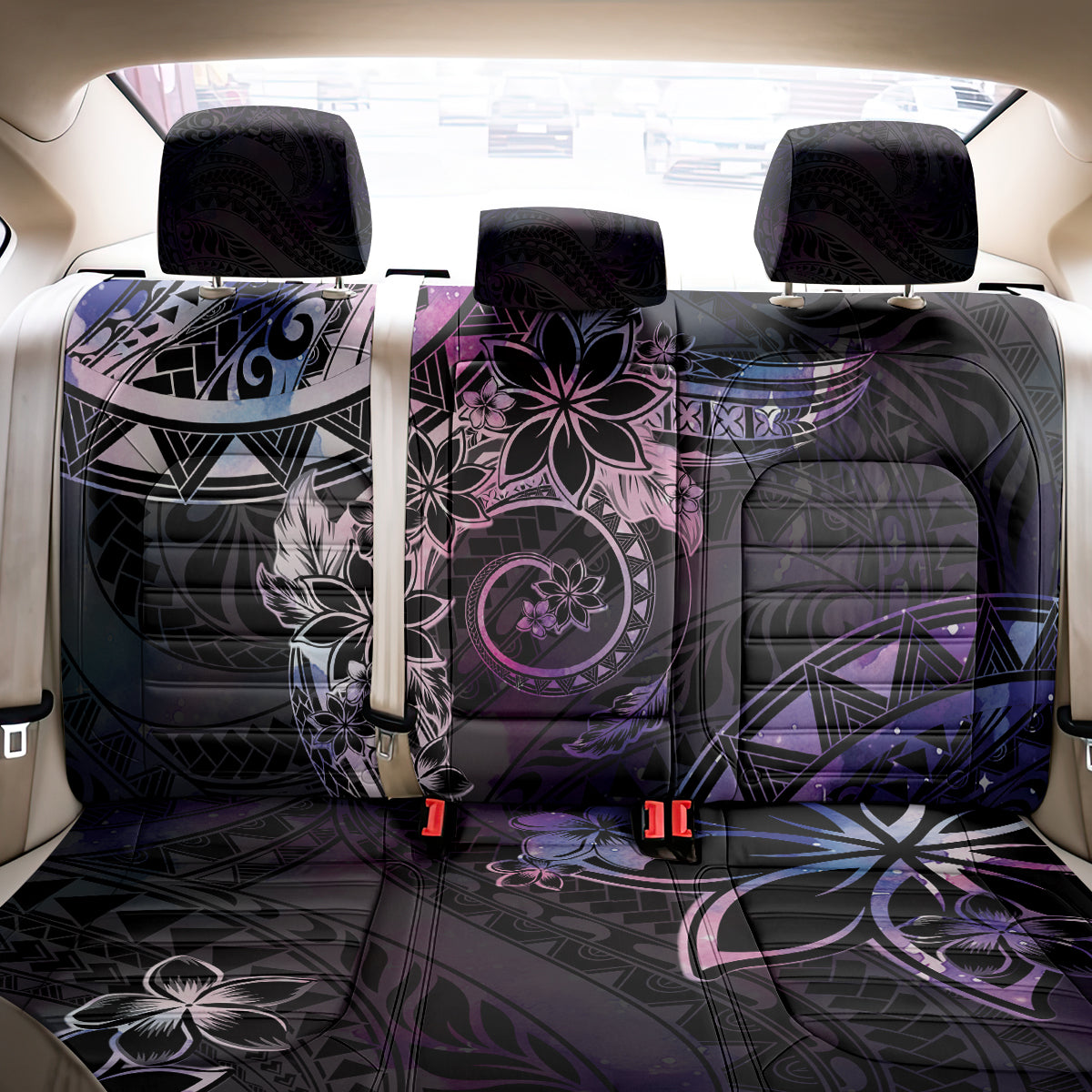 Polynesian Sunset Plumeria Back Car Seat Cover Galaxy Polynesian Tattoo LT05 - Polynesian Pride