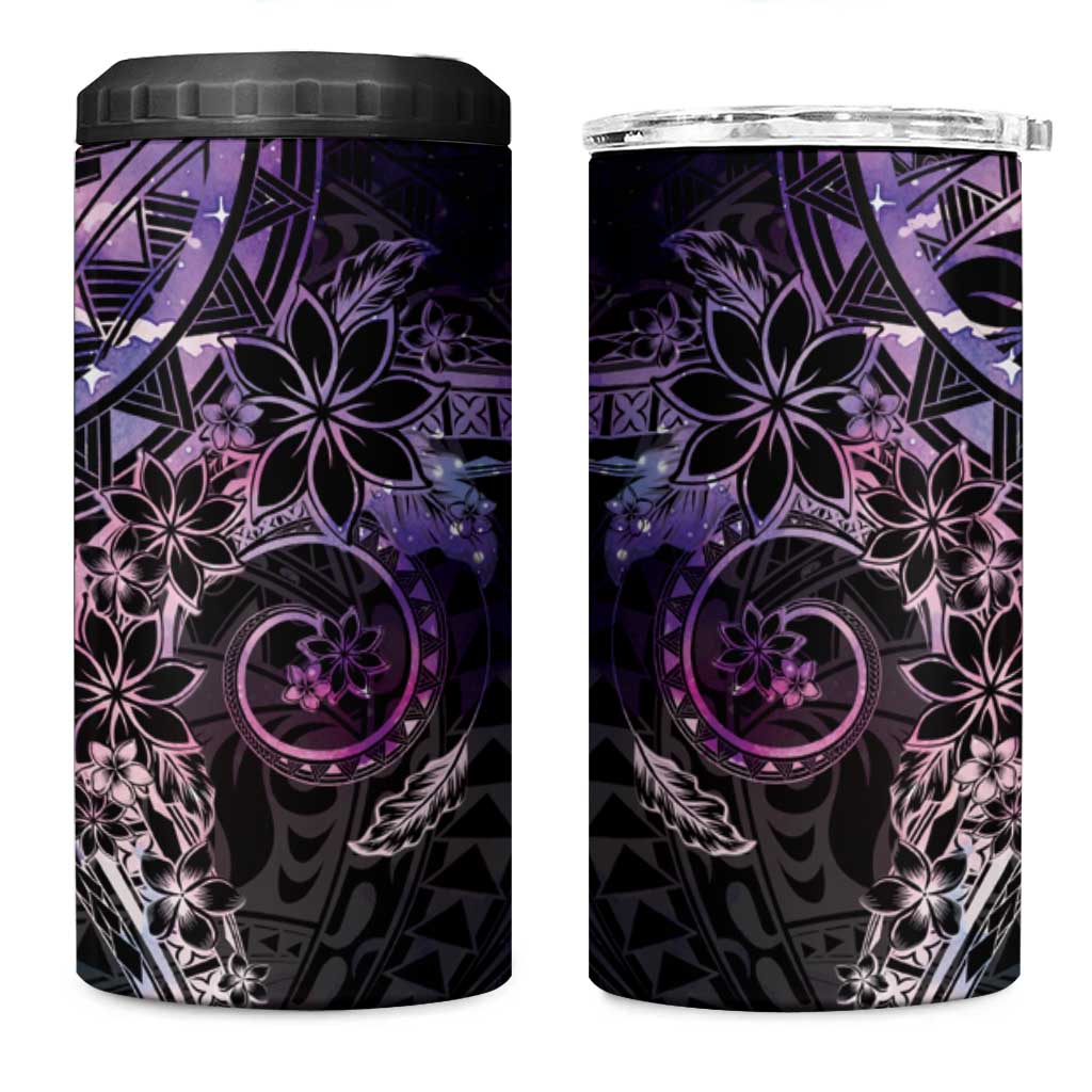 Galaxy Polynesian Pattern With Plumeria Flowers 4 in 1 Can Cooler Tumbler LT05 One Size: 16 oz Galaxy - Polynesian Pride