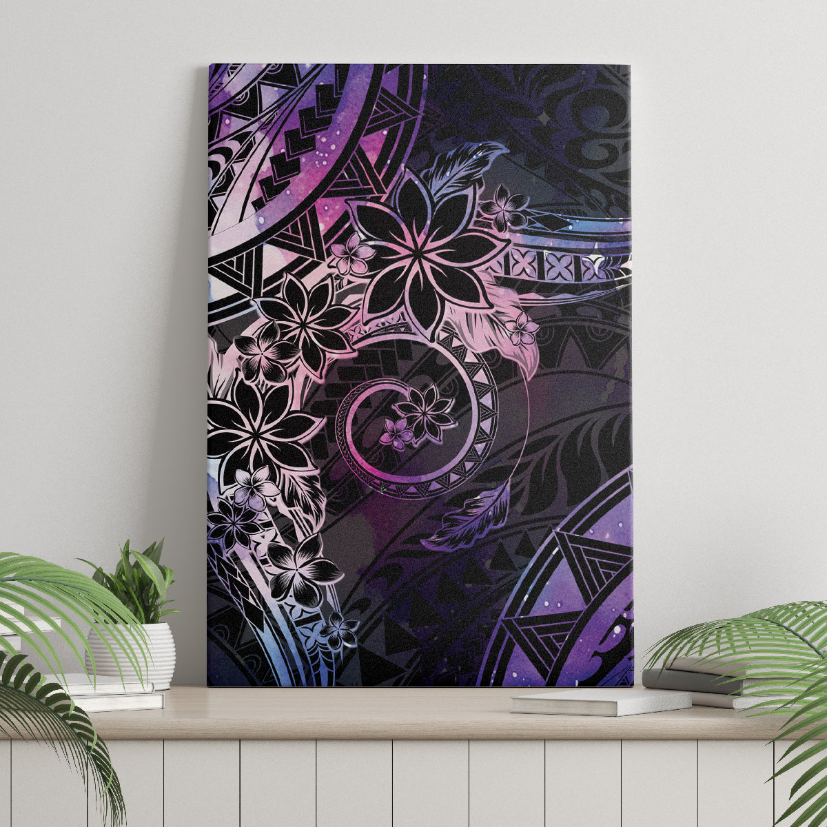 Polynesian Sunset Plumeria Canvas Wall Art Galaxy Polynesian Tattoo LT05 - Polynesian Pride