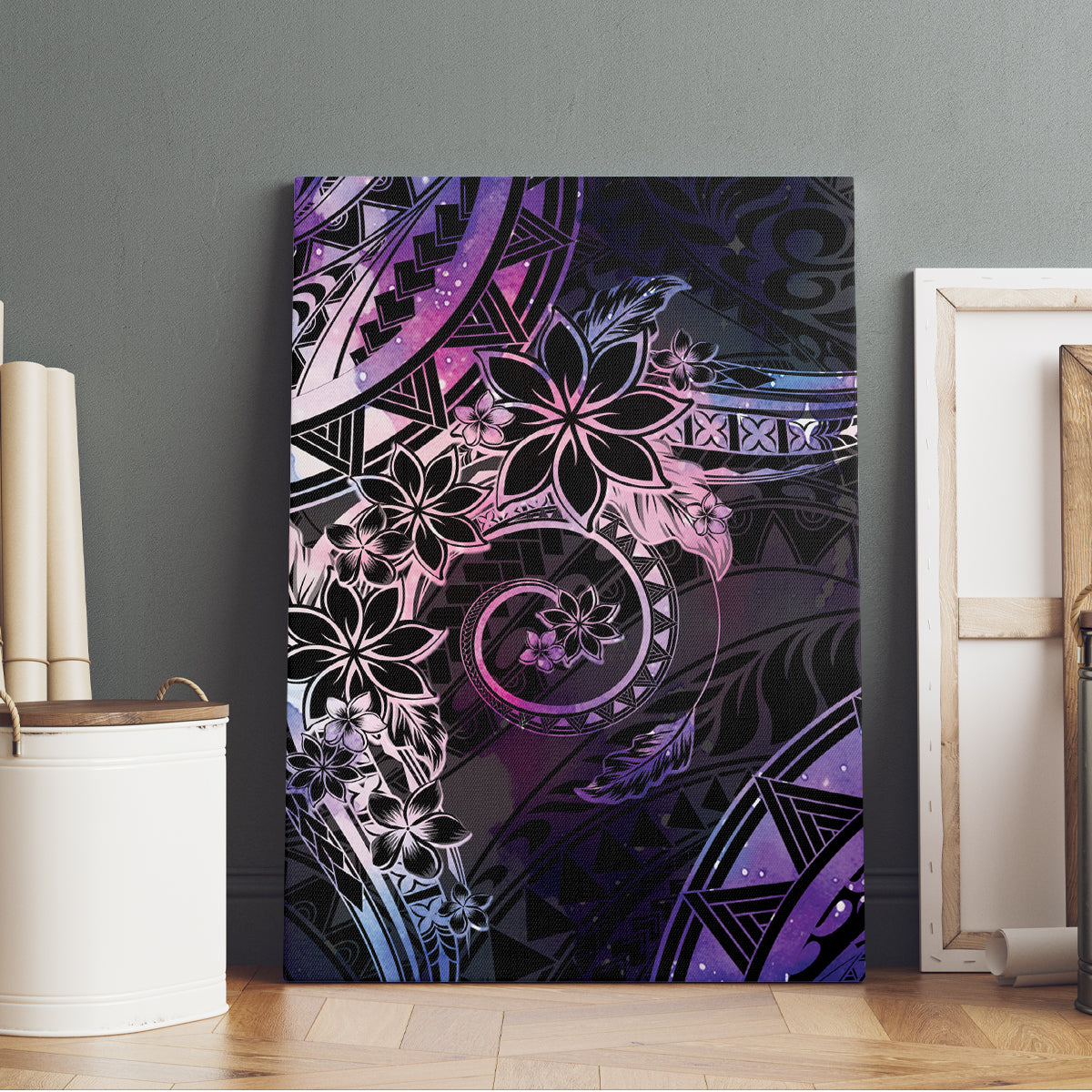 Polynesian Sunset Plumeria Canvas Wall Art Galaxy Polynesian Tattoo LT05 - Polynesian Pride