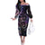 Polynesian Sunset Plumeria Family Matching Off The Shoulder Long Sleeve Dress and Hawaiian Shirt Galaxy Polynesian Tattoo