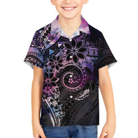 Polynesian Sunset Plumeria Kid Hawaiian Shirt Galaxy Polynesian Tattoo LT05 Kid Galaxy - Polynesian Pride