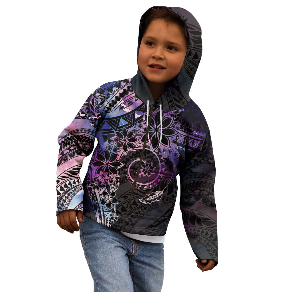 Polynesian Sunset Plumeria Kid Hoodie Galaxy Polynesian Tattoo LT05 - Polynesian Pride