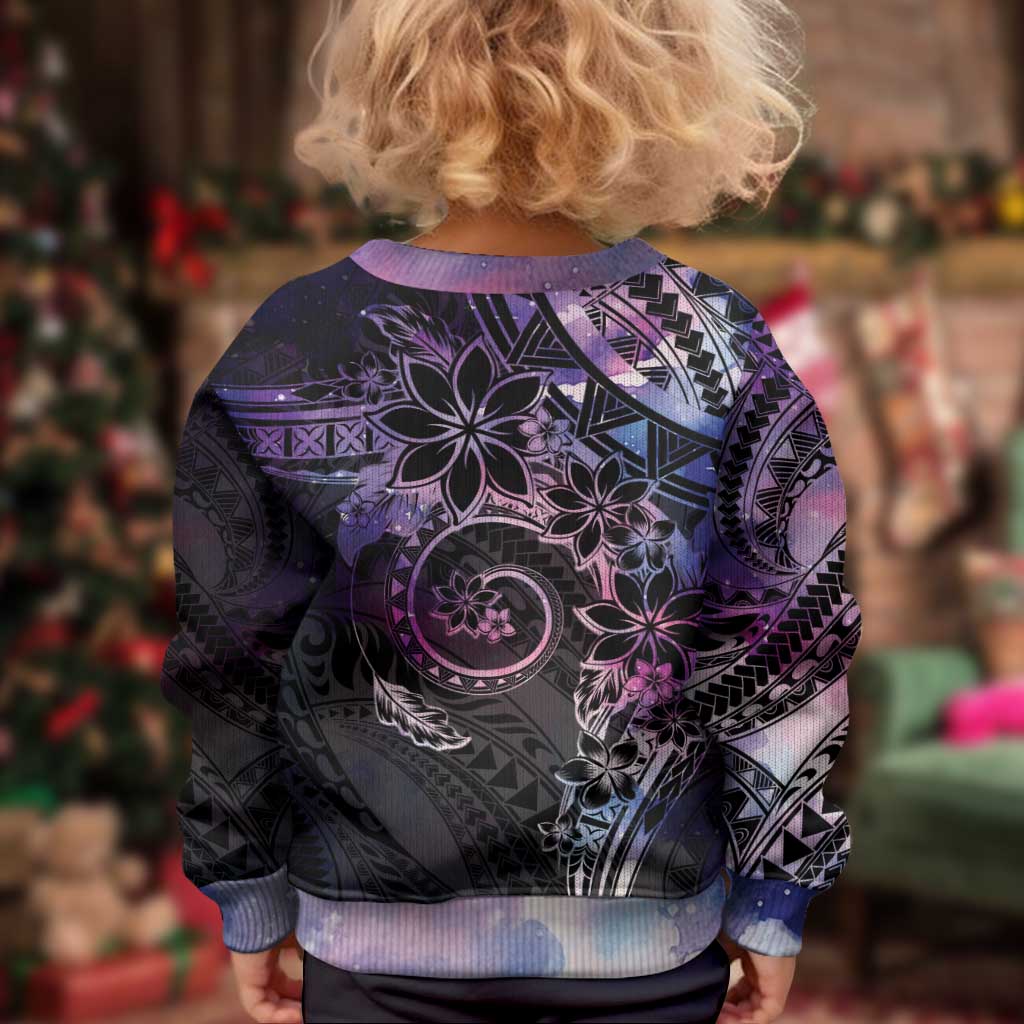 Polynesian Sunset Plumeria Kid Ugly Christmas Sweater Galaxy Polynesian Tattoo LT05 - Polynesian Pride