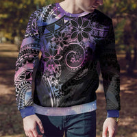 Polynesian Sunset Plumeria Ugly Christmas Sweater Galaxy Polynesian Tattoo LT05 - Polynesian Pride