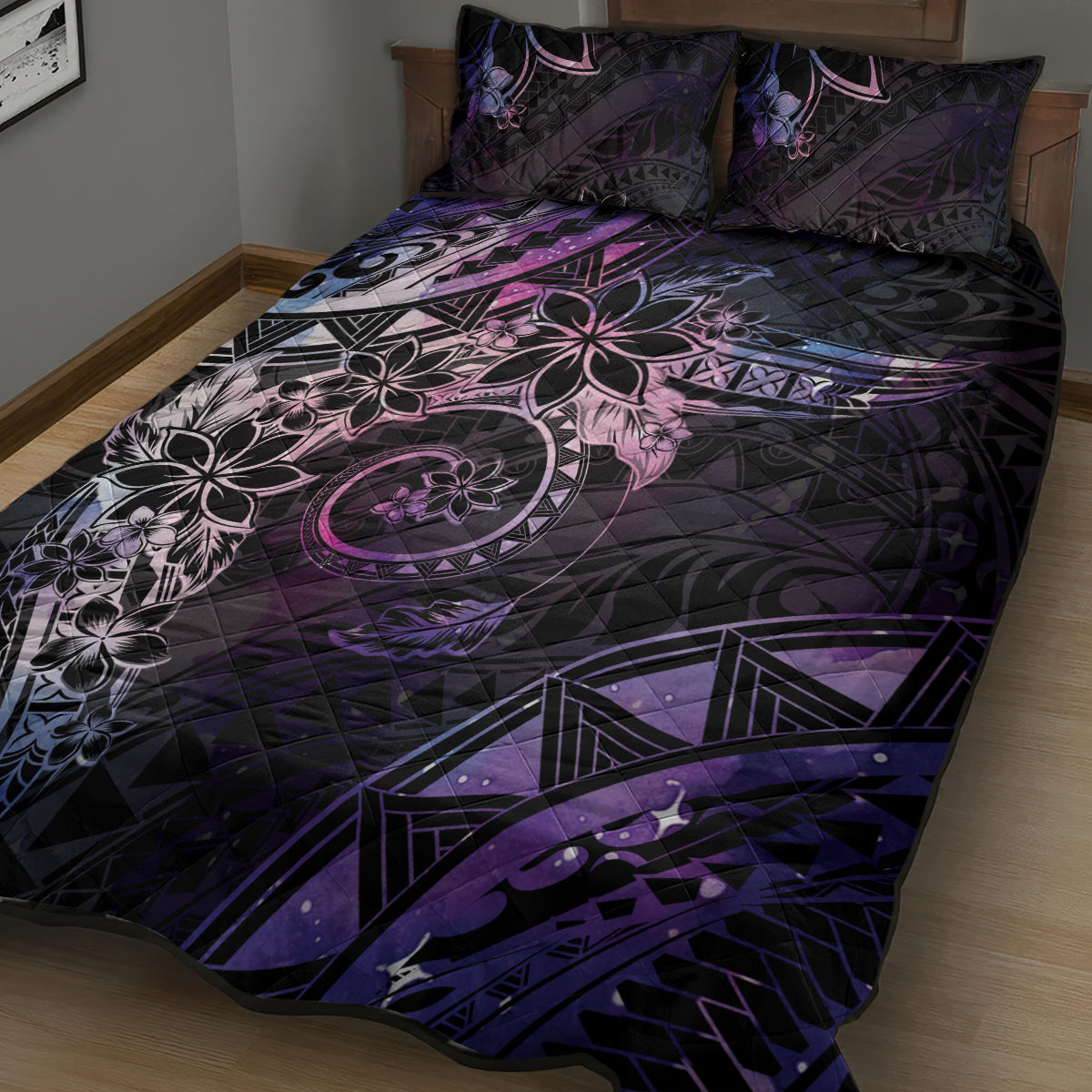 Polynesian Sunset Plumeria Quilt Bed Set Galaxy Polynesian Tattoo LT05 - Polynesian Pride
