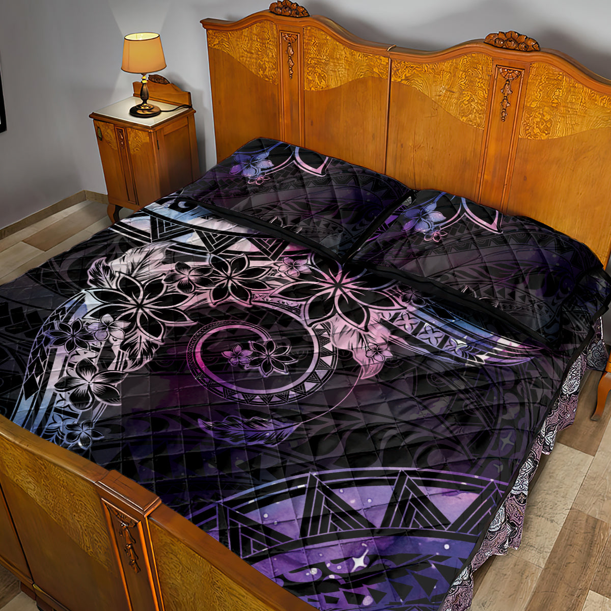 Polynesian Sunset Plumeria Quilt Bed Set Galaxy Polynesian Tattoo LT05 - Polynesian Pride