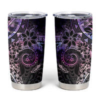 Galaxy Polynesian Pattern With Plumeria Flowers Tumbler Cup LT05 Galaxy - Polynesian Pride