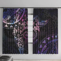 Polynesian Sunset Plumeria Window Curtain Galaxy Polynesian Tattoo LT05 With Hooks Galaxy - Polynesian Pride