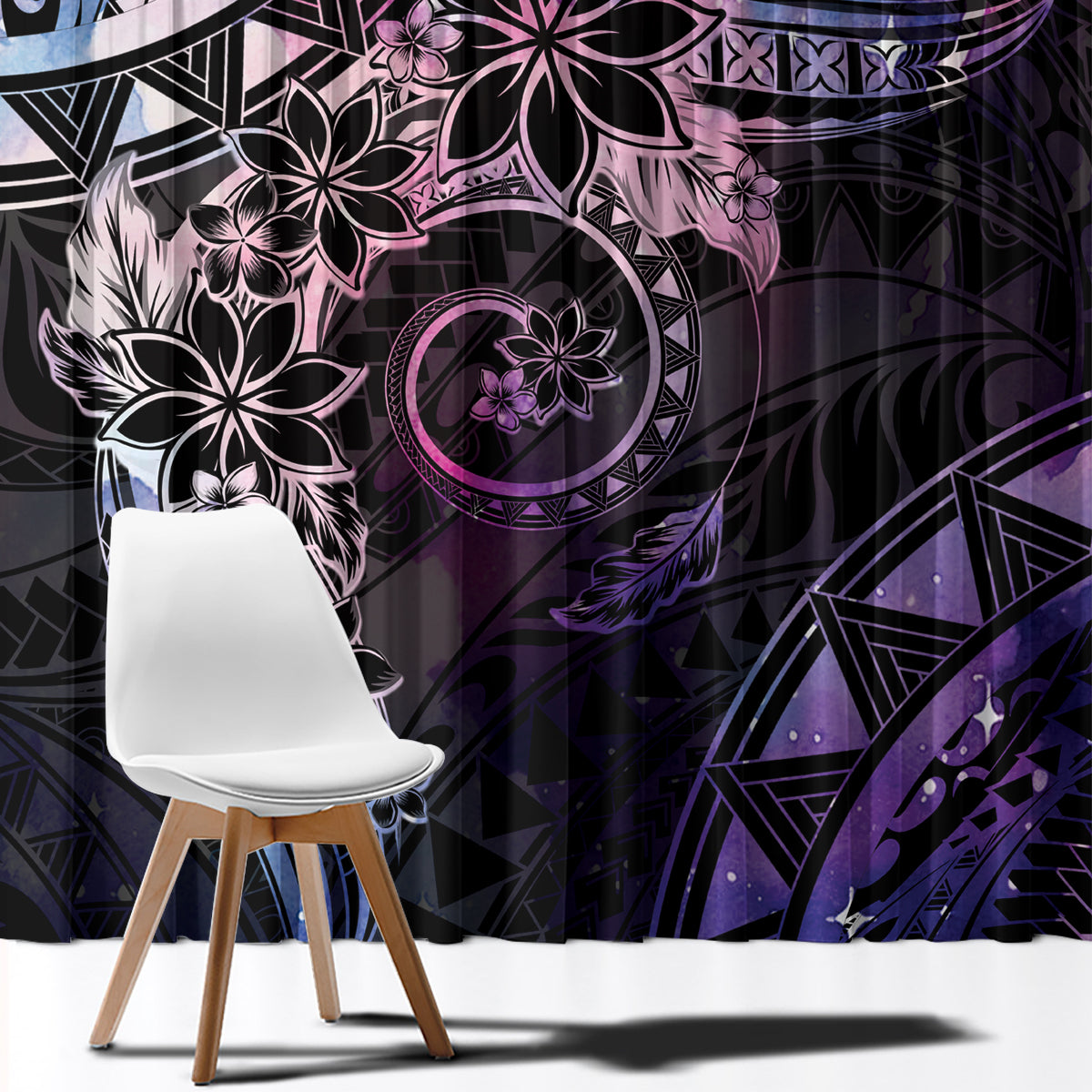 Polynesian Sunset Plumeria Window Curtain Galaxy Polynesian Tattoo LT05 - Polynesian Pride