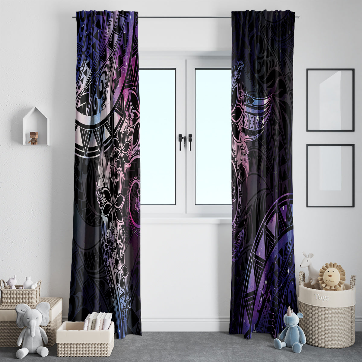Polynesian Sunset Plumeria Window Curtain Galaxy Polynesian Tattoo LT05 - Polynesian Pride