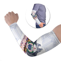 Samoa Independence Day Arm Sleeves Samoa United For A New Beginning LT05 Set of 2 White - Polynesian Pride