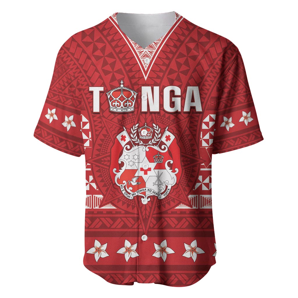 Tonga King Tupou VI Day Baseball Jersey Traditional Tongan Kupesi Pattern LT05 Red - Polynesian Pride