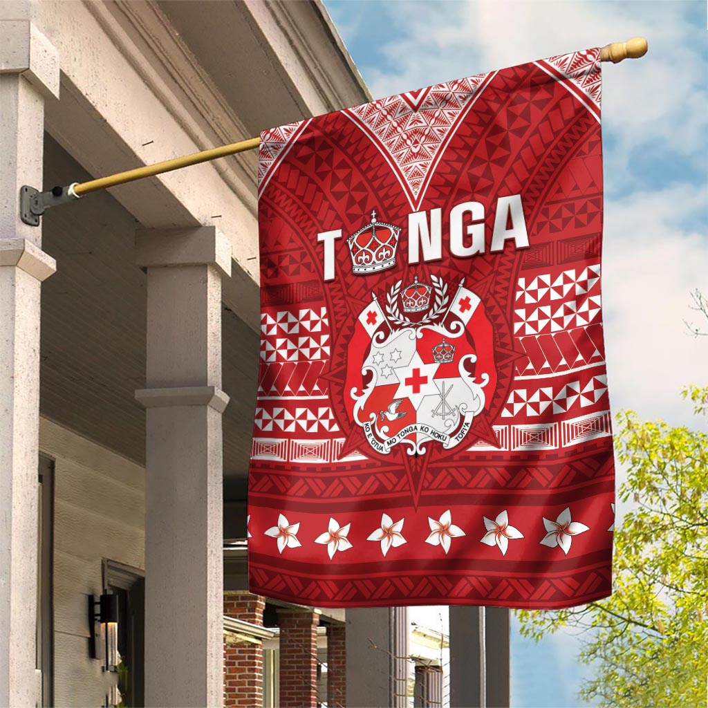 Tonga King Tupou VI Day Garden Flag Traditional Tongan Kupesi Pattern LT05 House Flag Red - Polynesian Pride
