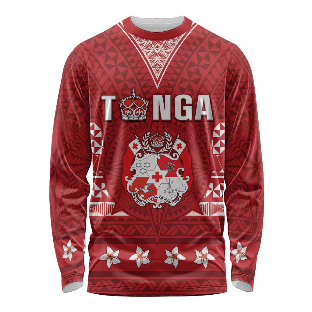 Tonga King Tupou VI Day Long Sleeve Shirt Traditional Tongan Kupesi Pattern LT05 Unisex Red - Polynesian Pride