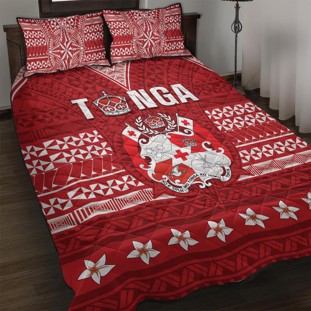Tonga King Tupou VI Day Quilt Bed Set Traditional Tongan Kupesi Pattern LT05 Red - Polynesian Pride