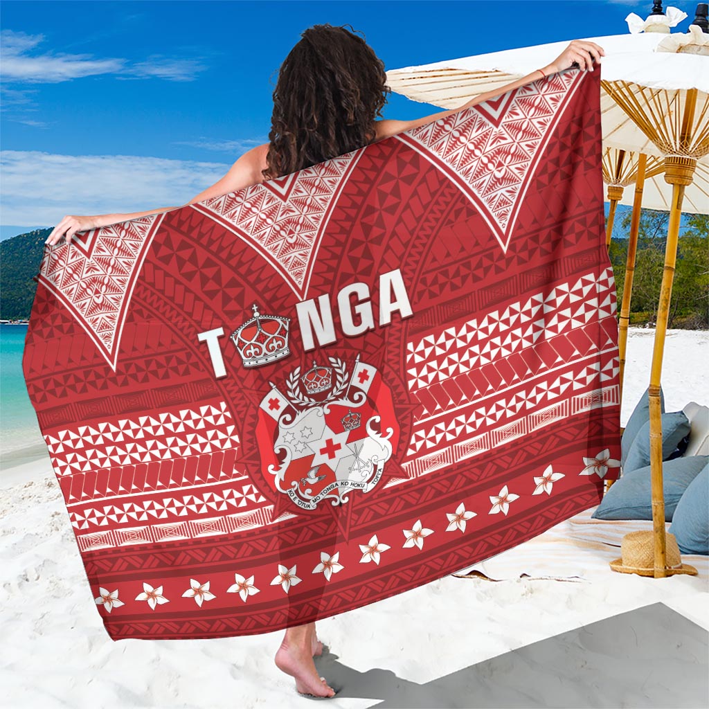 Tonga King Tupou VI Day Sarong Traditional Tongan Kupesi Pattern LT05 One Size 44 x 66 inches Red - Polynesian Pride